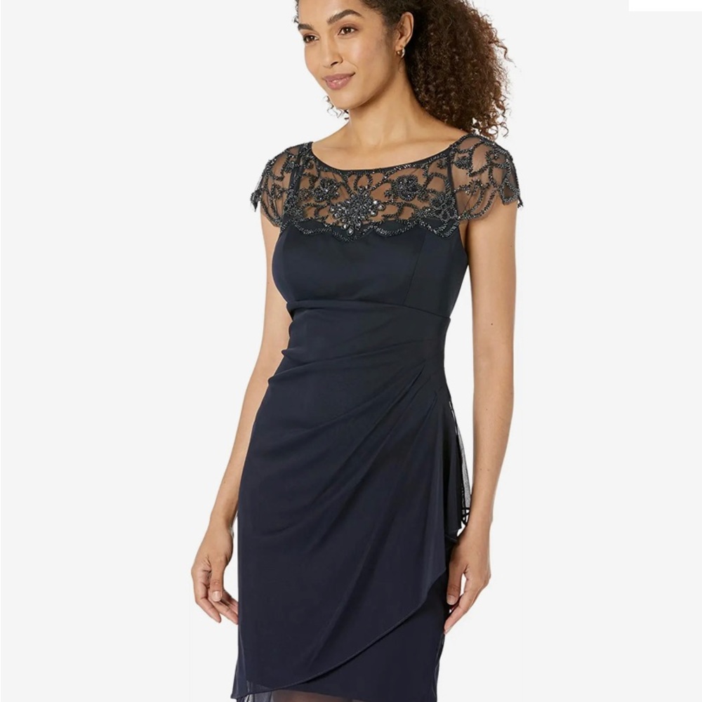 COPY - Sheer beaded cap sleeve dress
